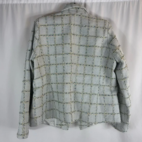 Rachel Zoe tweed blazer size: XL white and blue color With Gold Button - Picture 9 of 13
